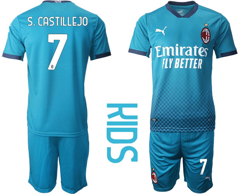 Youth 2020-2021 club AC milan away #7 blue Soccer Jerseys